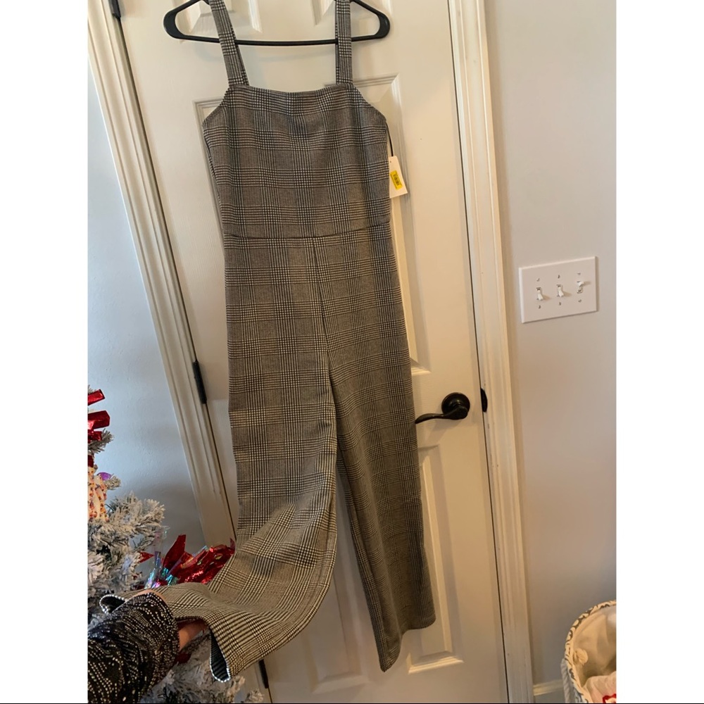 Super Cute Glen Check Black, White, & Brown Romper